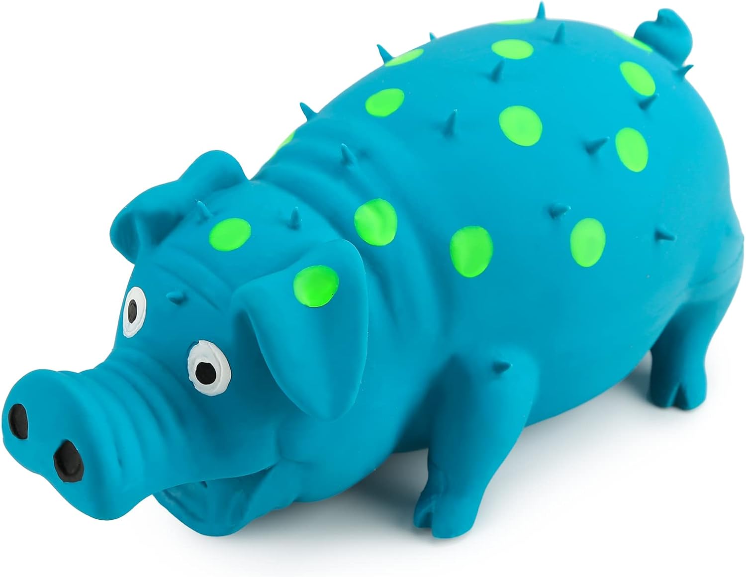 POPLAY Squeaky Latex Grunting Pig Dog Toys, Blue Pig Dog