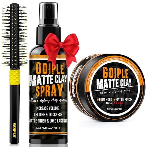 Goiple Matte Clay Hair Texturizing & Volumizing Spray- Mens Hair Product Clay Texture Spray Lightweight Paste Pomade Incease Volume Leaves Hair Soft & Manageable Matte Finish & Long-Lasting 3.4fl oz