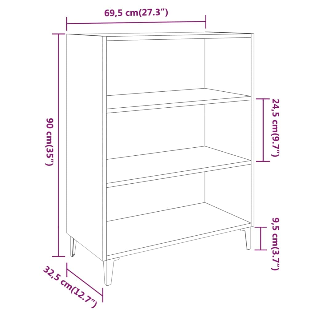 vidaXL Buffet Armoire de Rangement Organisateur de Maison Meuble de Rangement Armoire de Salon Intérieur Blanc 69,5x32,5x90 cm Bois d'Ingénierie
