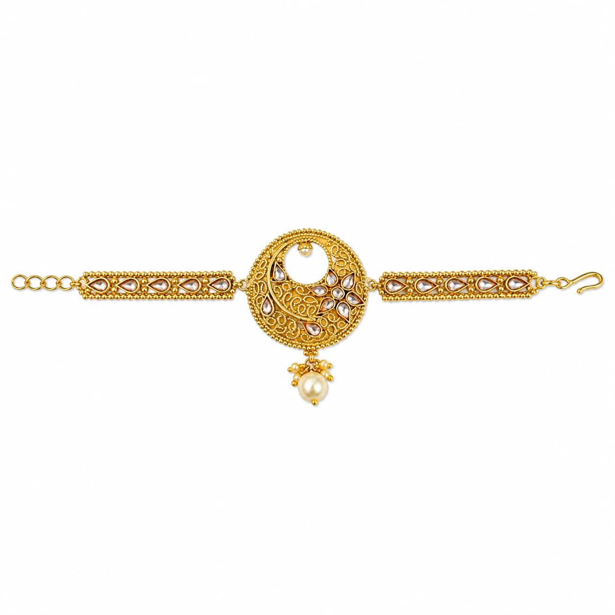 Jewellery Traditional Unique design golden Finishing Shimmering White Stone Stud/Adjustable/Armlet/Bracelet/Upper Arm Cuff/Bajuband/Bridal/Festival Jewellery For Women & Girls.-image-39