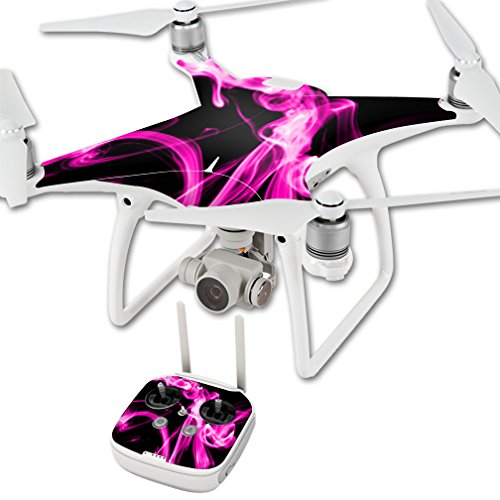 MightySkins Skin Compatible with DJI Phantom 4 Quadcopter Drone wrap Cover Sticker Skins Pink Flames