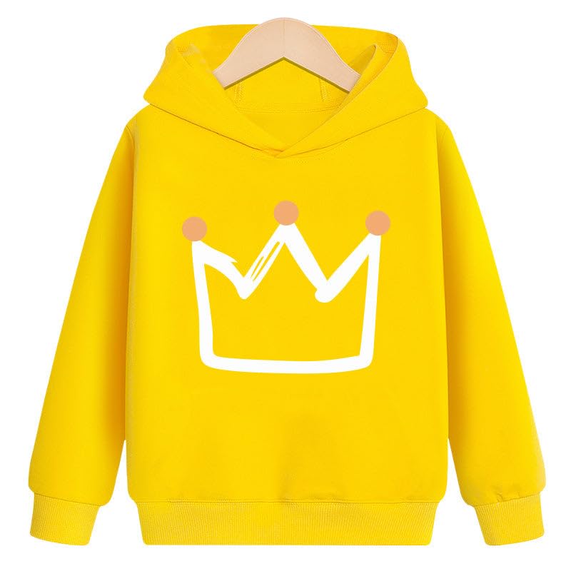 Plus Velvet Crown Hoodie Red Sweatshirt - Yellow - 4 Years
