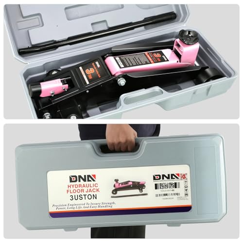 Image of DNA Motoring 3 Ton Low Profile Floor Jack, 3 tons (6000 lbs) Capacity Fast Lift Hydraulic Trolley Service /Floor Jack, 7.7 inch-21 inch Lifting Range, Pink, TOOLS-00674-PK