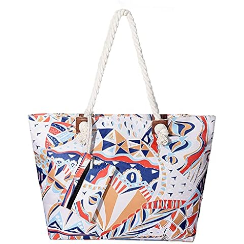 DonDon Bolso de playa grande impermeable con cremallera Modern Art Cover