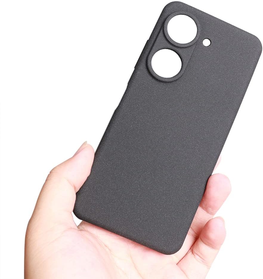 QUIETIP Case Compatible with Asus Zenfone 9 & Zenfone 10,Shockproof Protective Soft Thin Silicone Matte Non Slip Bumper Cover,with Screen Protector,Black