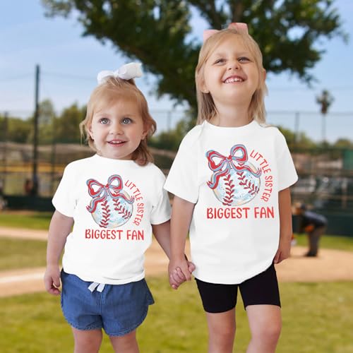 Image of FRYAID Toddler Baseball Sister Shirt Baby Girl Baseball Outfit Big Sister Shirt Birthday Girl T-Shirt Summer Cotton Tee Top