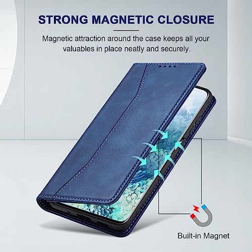 Image of Jasonyu Case for Samsung Galaxy S20 Leather Wallet Flip Cover with Card Holder,Kickstand, Magnetic Closure,TPU Shockproof Phone Case Compatible with Samsung S20 (Blue)