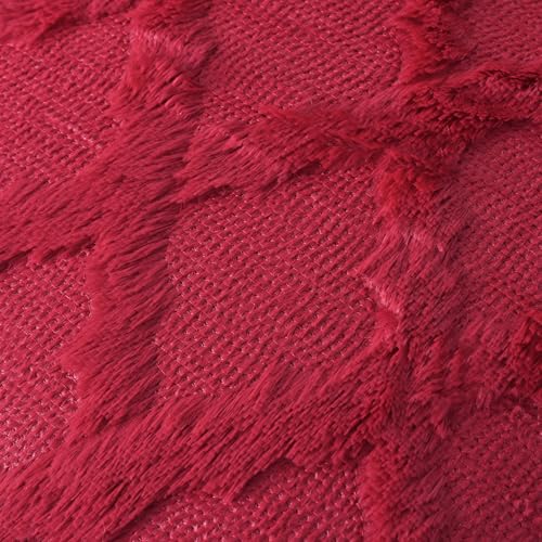 Cozoomy Set of 2 Soft Moroccan Throw Pillow Covers 18x18 Inch Plush Boho Decorative Pillow Cover Accent Cushion Case for Couch Sofa Bed, Burgundy by Cozoomy - Used condition - Image 5