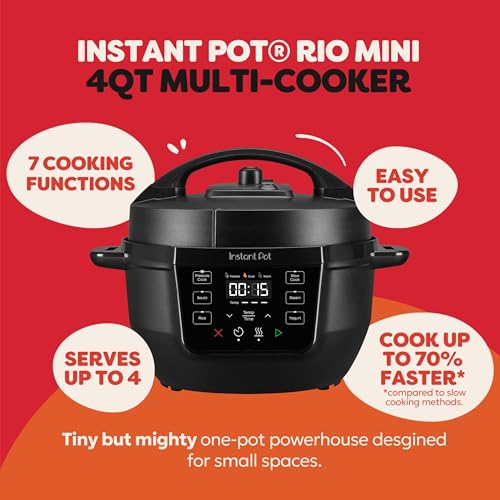 Image of Instant Pot 4QT RIO Mini 7-in-1 Multi-Cooker, Pressure Cooker, Slow cook, Saute, Steam, Rice Maker, Yogurt, & Warmer, Black, 4 Quarts