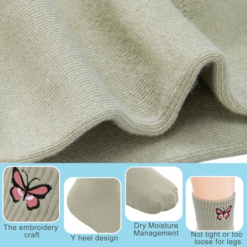 Image of Eurzom 10 Pairs Socks Womens Crew Elastic Ankle Length Cotton Socks Aesthetic Cute Lightweight Low Cut Gifts for Women