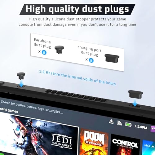 Image of New World Dust Proof Kit for Steam Deck, Protective Accessories for Steam Deck with Protective Sticker, Dust Plugs, Dust Cover, Rocker Caps, Accessories for Steam deck