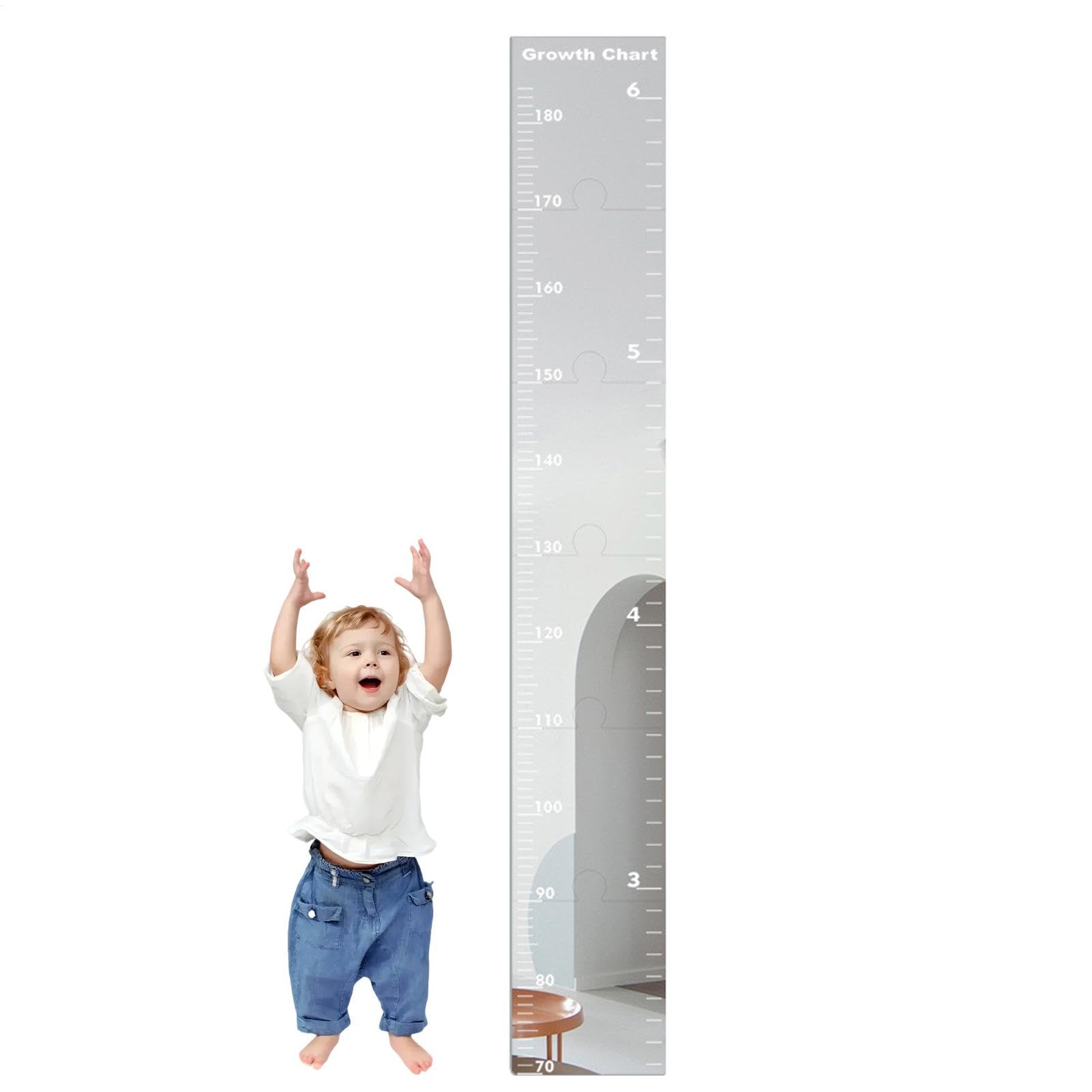 Specchio Misuratore Crescita Bambini Mappa Misurazione Righello Altezza Parete Adesivi Decorazione