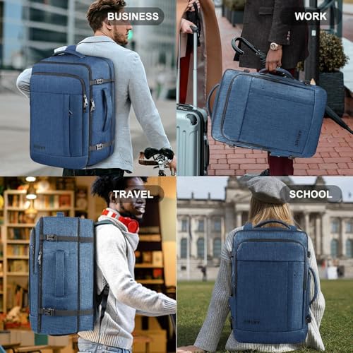 Image of Carry On Backpack, Extra Large 50L Travel Backpack for Men & Women, Expandable Backpack For Airplanes, 17 Inch Laptop Backpack, Luggage Suitcase 40L Daypack Lightweight Business Weekender Bag, Blue