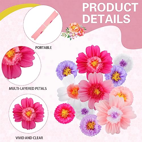 Image of Crowye 24 Pcs Large Colorful Tissue Paper Flowers Decorations Giant Fiesta Craft Crepe Paper Flowers for Wall Decor Backdrop Mexican Wedding Birthday Carnival School Party (10'' 20'',Bright Color)