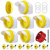 Uvafly DIY Chicken Feeder and Waterer Set, No Waste Poultry Automatic Feeder Kit with 6 Ports & 6 Nipple Waterers for Buckets, Barrels, Bins,Troughs