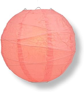 PaperLanternStore.com 12 Inch Roseate/Pink Coral Round Paper Lantern, Cr...