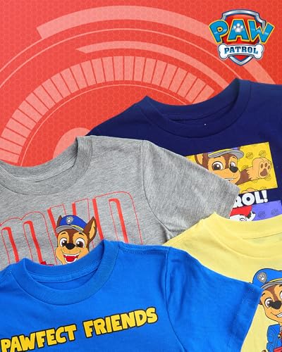 Nickelodeon Boys Tshirts - 4 Pack Paw Patrol Shirt Crewneck Short Sleeve Graphic Tees - Casual Shirts for Boys