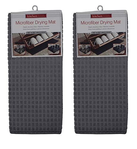 Image of Store2508 Microfiber Reversible Dish Drying Mat (Pack of 2) (38*51 Cm Each) (Darkgrey)