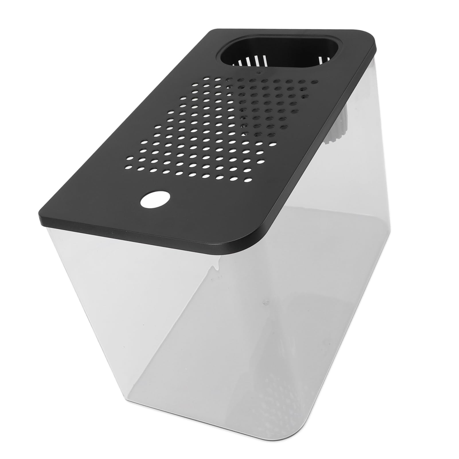 Małe Ekologiczne Plastikowe Akwarium na Biurko dla Złotych Rybek Krewetki Betta Fish Clear View Pokrywa Ochronna możliwość Dekoracji Domowego Biura 12,4x7,1x8,9 Cala (BLACK)