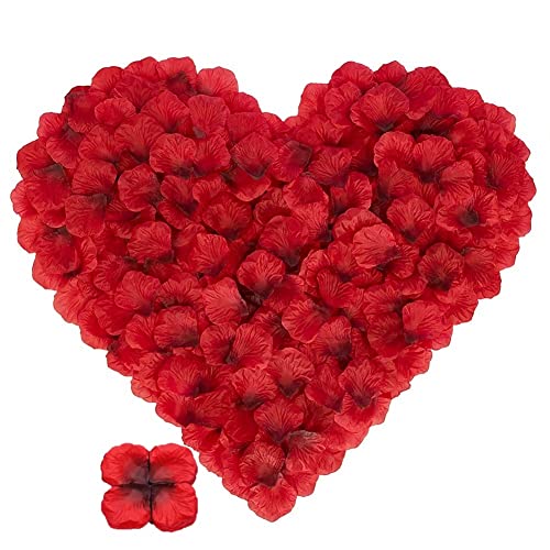 OmeHoin Lot de 2000 pétales de rose artificiels - Simulation romantique - Décoration de fête de mariage - Décoration romantique pour la Saint Valentin / mariage Rouge Cover