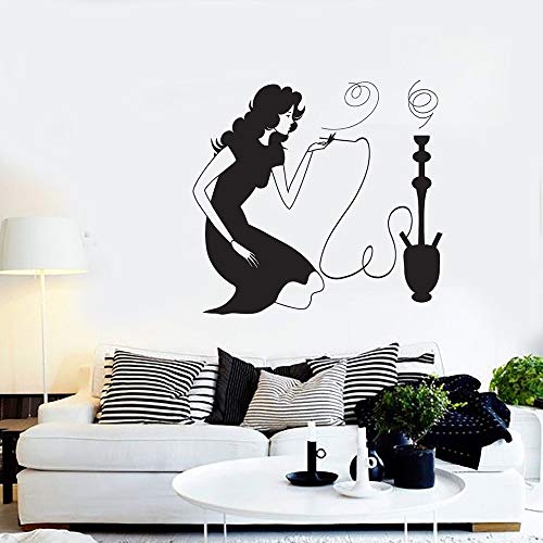 NSRJDSYT Vinyl Wandtattoo Shisha Shisha Mädchen Rauchen Wandaufkleber für zu Hause Schlafzimmer Wohnzimmer Dekoration…