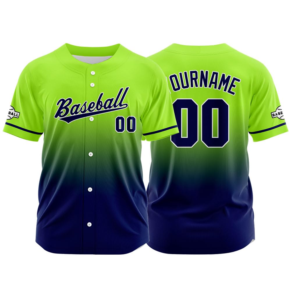 Custom Gradient Baseball Jersey Print Personalized Name, Number and Logo for Men Women Kids