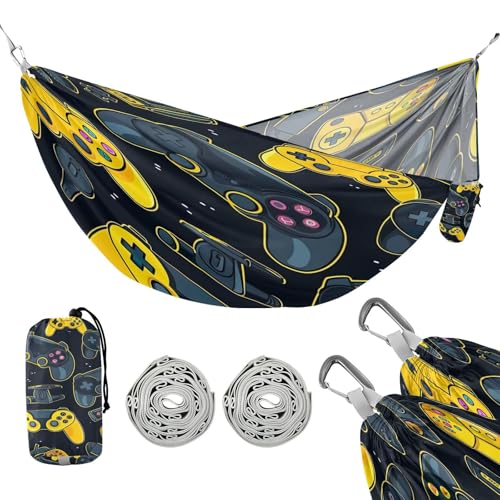 ATTX Colorful Video Game Controllers Camping Hammock - Lightweight & Portable Hammocks, Heavy Duty 330lbs Capacity for Indoor, Hiking, Backpacking, Travel, Backyard, Beach#333