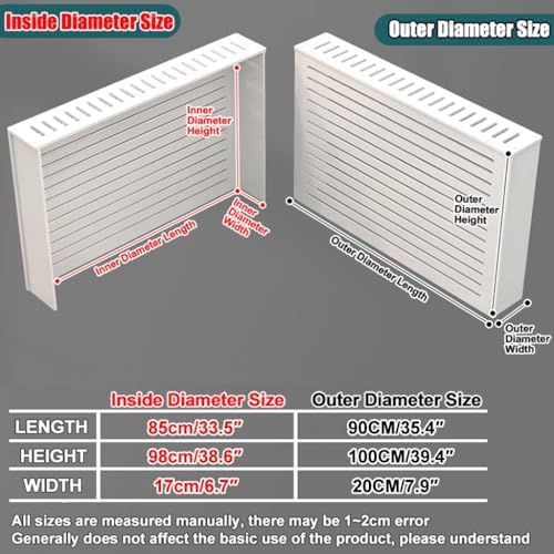 Modern White Radiator Cover - Louvered Heating Cabinet & Shelf, Customizable Wall Cabinet to Hide Pipes, Breathable Design for Home Décor, Stable & Stylish Solution