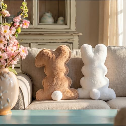 Amyhill 2 Pcs Easter Pillows Bunny Rabbit Shaped Throw Pillows
