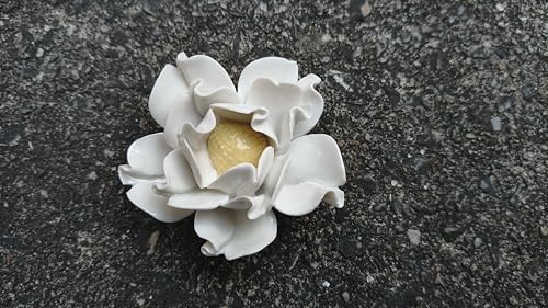 Image of Ceramic Flower Wall Art Decor, Artificial Flower Wall Sculpture,Handmade Ceramic Flowers for Home,Hallway,Living Room, Kitchen,Bathroom (White, Peony, 2.76 inch)