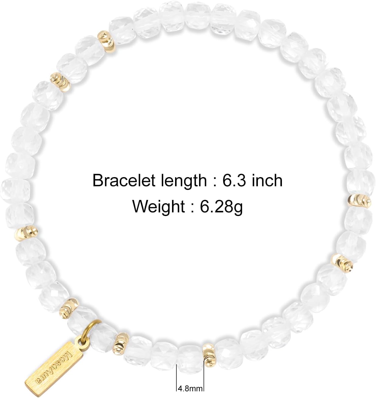 Natural Crystal Bracelet for Women & Men – Handmade Gemstone Beaded Bracelet, Healing Energy Chakra Jewelry – Citrine, Sunstone, Green Agate, Clear Quartz & Strawberry Quartz
