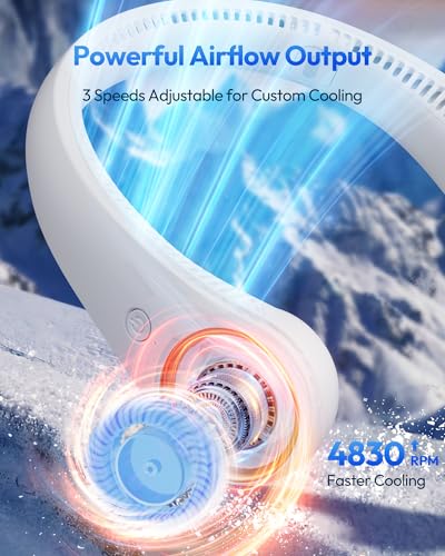 Gaiatop Portable Neck Fan Rechargeable, Hands-Free Cooling, 23.5hrs Runtime