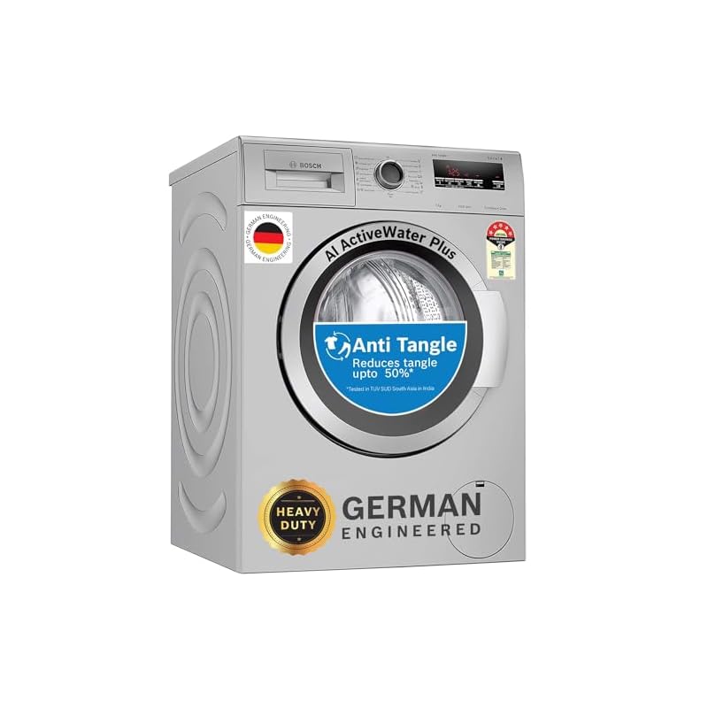 Bosch 7 kg 5 Star Fully-Automatic Front Loading Washing Machine (WAJ2416SIN, Silver, AI active water plus, In-Built Heater)