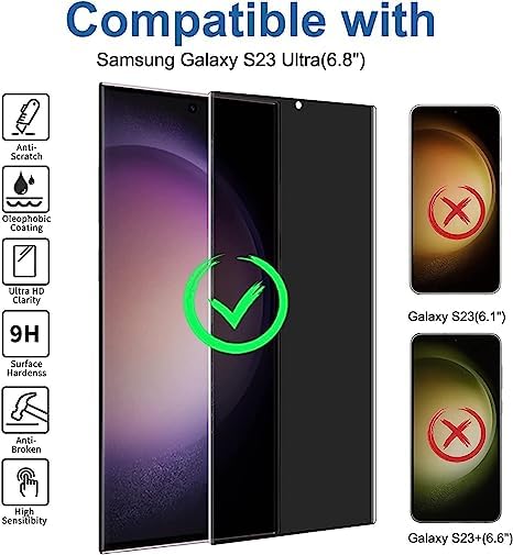 Image of OXYZAIN Samsung Galaxy S23 Ultra 5G 6.8 inch Privacy Screen Protector Tempered Glass Screen Protector guard', Anti-Spy, Support Fingerprint Unlock with Easy Installation kit [PACK OF 1]