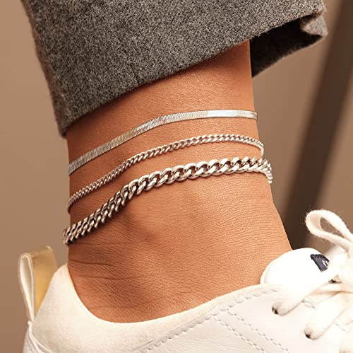 Image of DEARMAY Gold Anklets for Women Waterproof, Non Tarnish14K Gold Plated Ankle Bracelets Set Stack, Summer Beach Jewelry Gifts for Vacation, Bikini Outfits for Women Mom Her