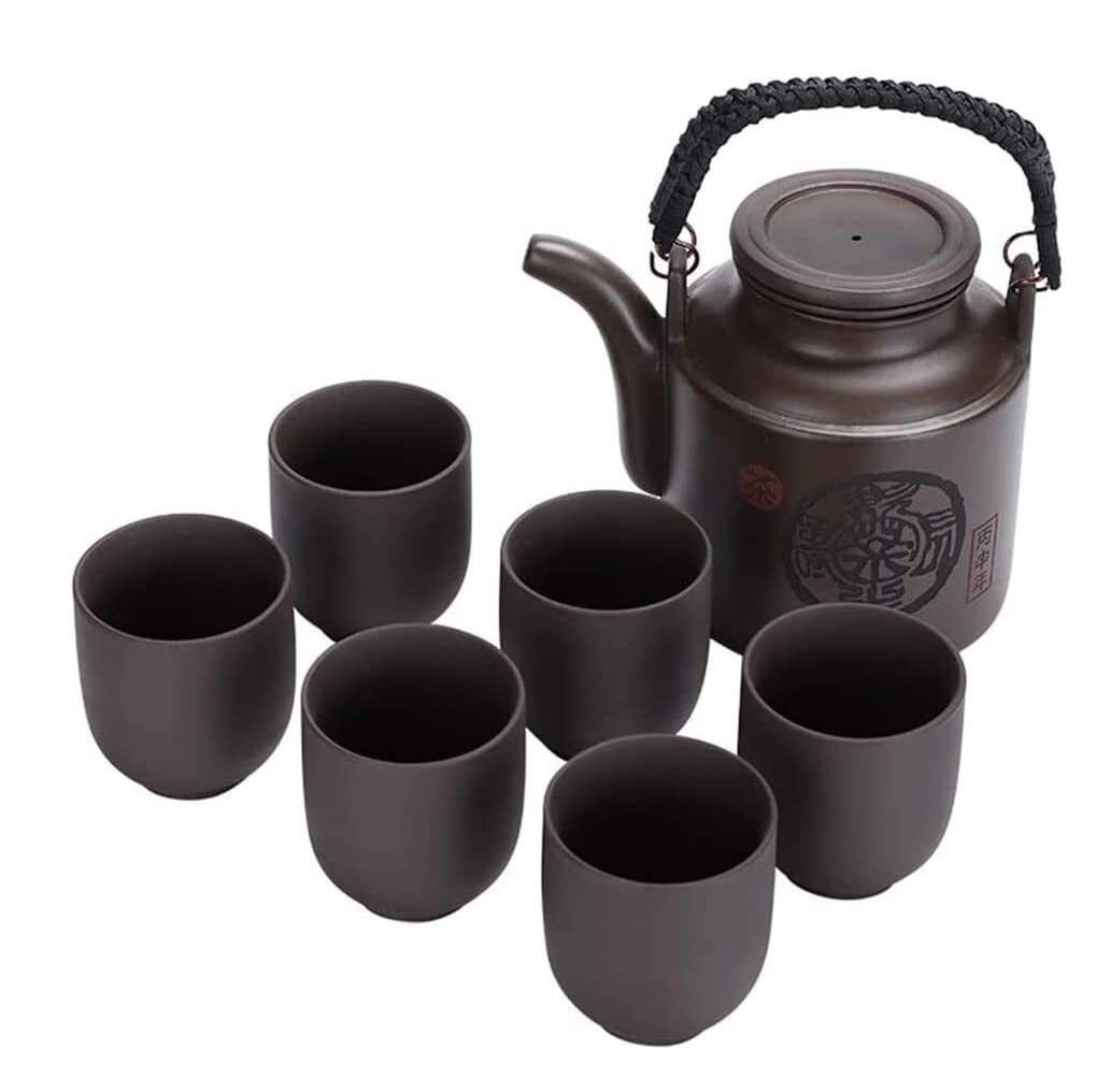 Ensemble de théière chinoise fait à la main en argile violette saine avec tasses de thé