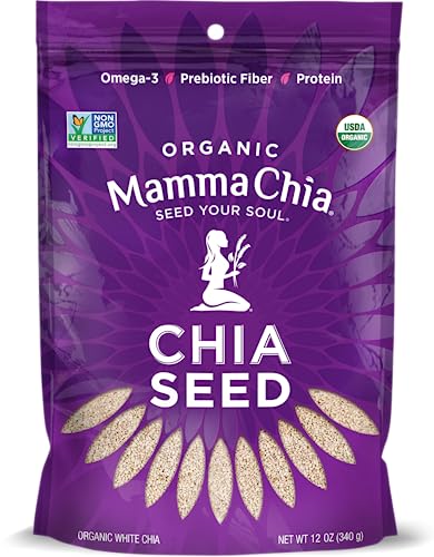 Mamma Chia Organic Seeds, White, 12 Ounce (Pack of 1). USDA Organic, Non-GMO, Vegan, Gluten Free, and Kosher.