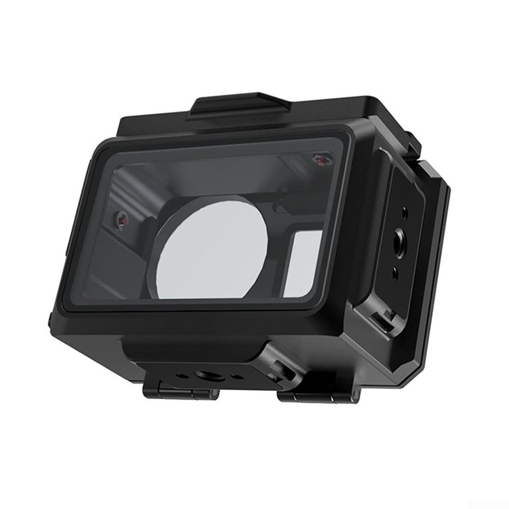 Estuche de buceo de aluminio para Action 5 con certificación impermeable de 80 m, lente de vidrio resistente al agua de mar y soporte de zapata fría para equipo de filmación externo (negro1)
