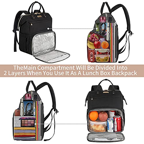 Jcdobest Lunch Bag Backpack, Insulated Cooler Backpack Lunch Box Laptop Backpack With Usb Port For Women Men Fits 15.6 Inch Laptop Blue #TOP4