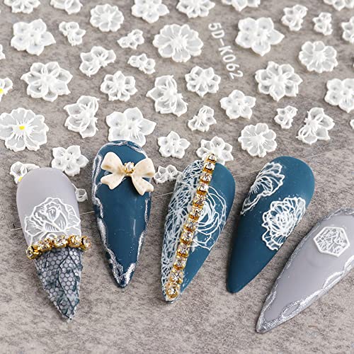 JMEOWIO 3D Fiori Adesivi Unghie Nail Art 7 Fogli