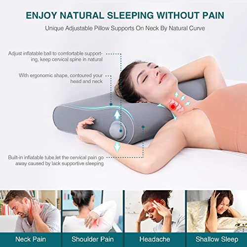 Willai Cervical Pillow For Neck Pain,Adjustable Neck Support Pillow By Inflatable Tube,Orthopedic Contour Neck Pillows For Sleeping,Cooling Firm Memory Foam Pillow For Side Back Sleepers. #TOP3