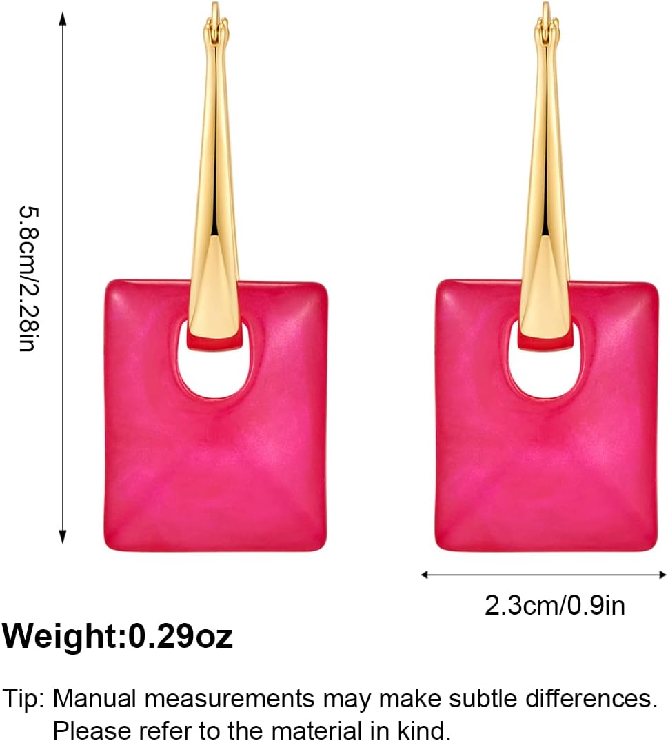 Multicolored Acrylic Pendant Dangle Hoop Earrings for Women Lightweight Geometric Earrings Fashion Jewelry Gift,Pink Blue Green Black Grey - Image 6