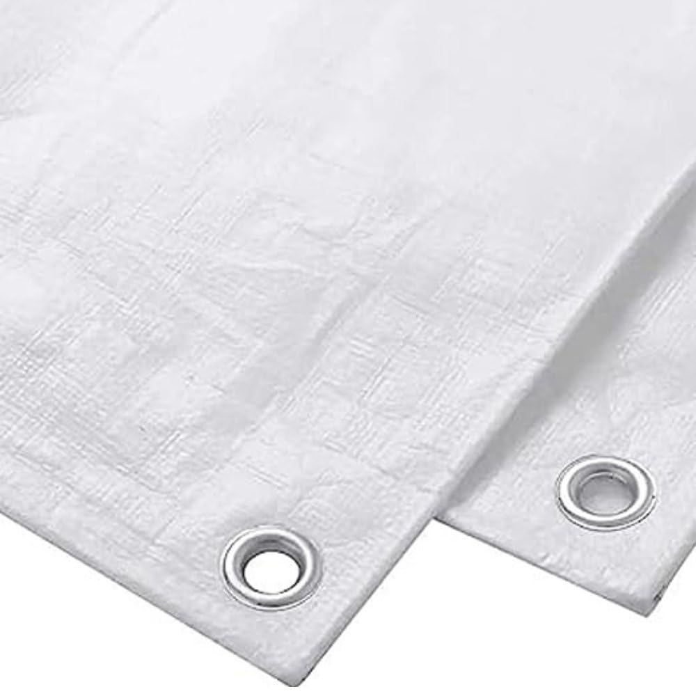 Premsons® Tarpaulin 120 GSM Thick Waterproof UV Resistant Heavy Duty Sheet - Rot Rip Tear Proof Tadpatri with Grommets & Reinforced Edges - Poly Tarp Cover Rain Roof Shed Protection - 6 x 4 ft - White-image-27
