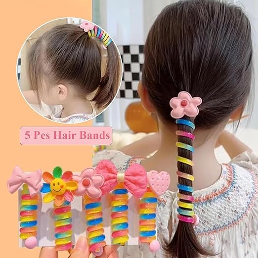 Image of MART 2pcs Wire Hair Bands for Girls Kids Braided Spiral Hair Ties Cute Cartoon Ponytail Maker Elastic Braids Hair Accessories for Girls.