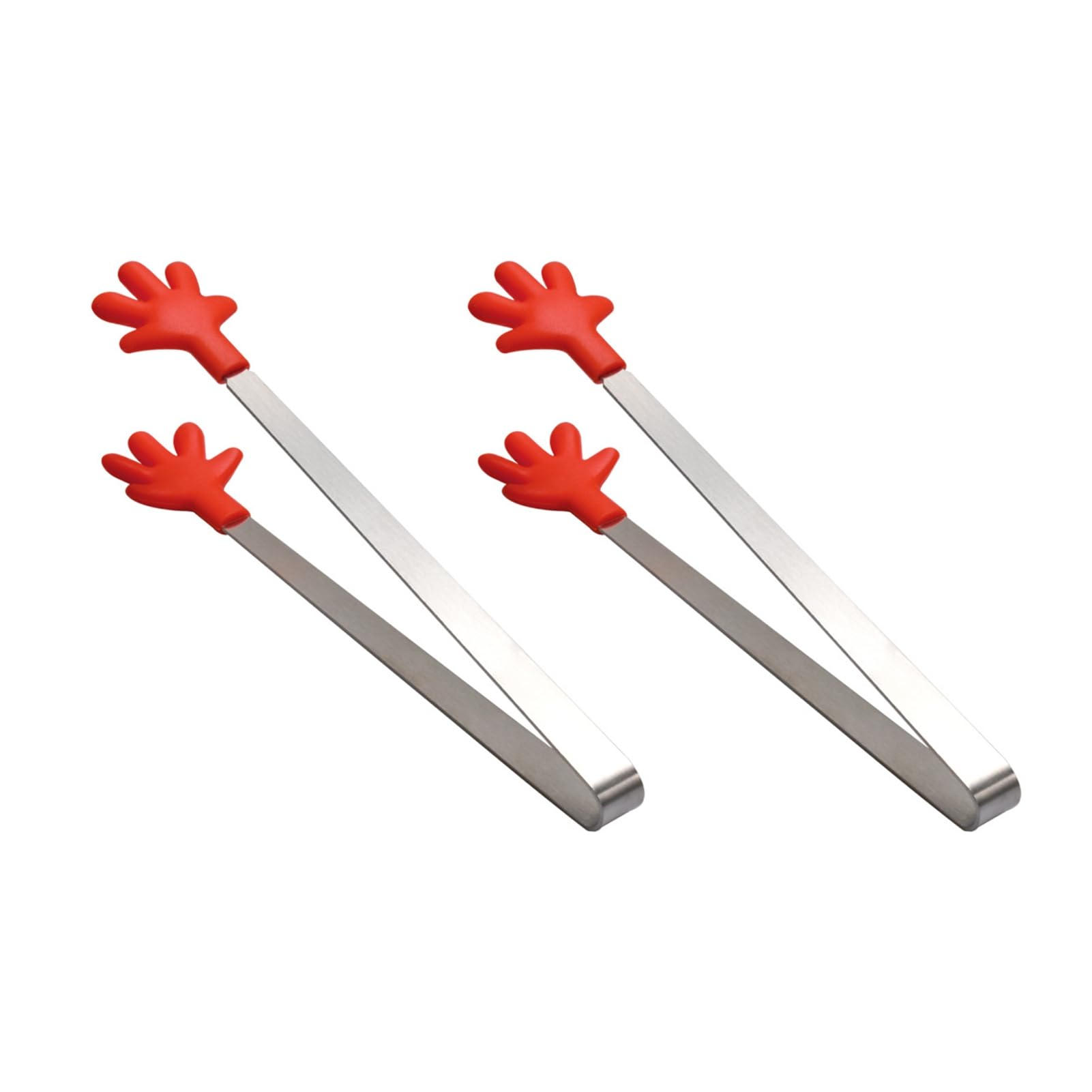 2Pcs Mini Silicone Ice Cube Clip, Heart Glove Hand Shape Food Serving Tongs, Food Grade Stainless Steel Kitchen Tongs