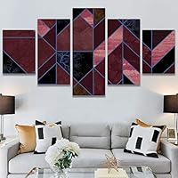 SIGNWIN 5 Panel Canvas Wall Art Modern Art Contemporary Dramatic Geometric Mixed Media Multicolor Patterns for Home Decorations Ready to Hang - 60