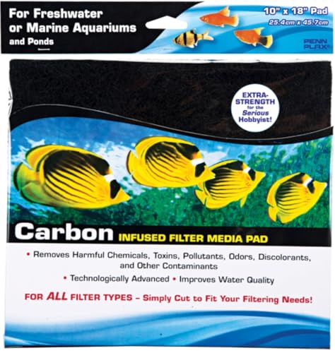 Image of PENN-PLAX Carbon Infused Aquarium Filter Media Pad - Easy to Cut into Any Size Your Filter Requires - 10 inch x 18 inch