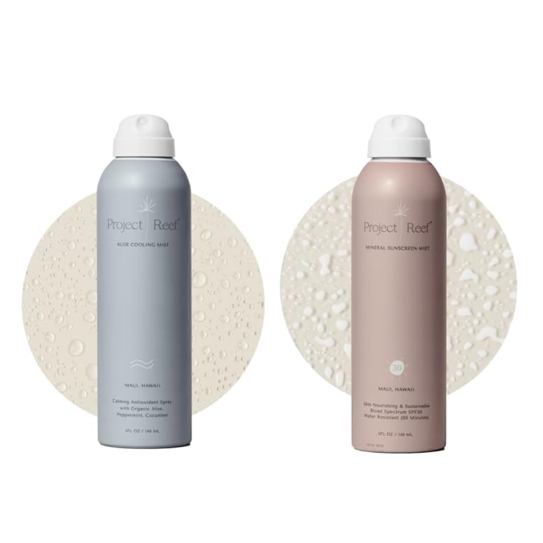 Project Reef SPF 30 Mineral Sunscreen Spray Cooling Mist w Aloe Vera Peppermint Cucumber - Non-Aerosol Reef Safe