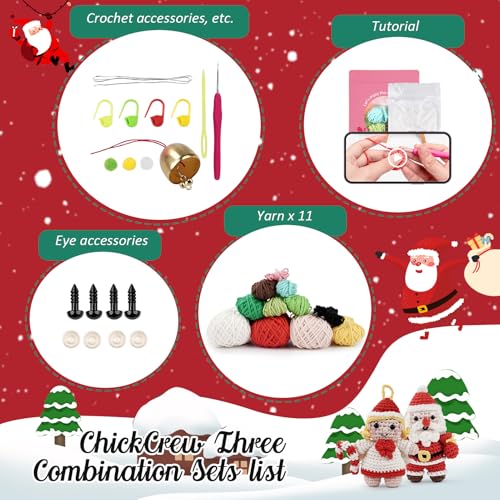 LetCartMaker Kit de crochet pour débutant, kit de Père Noël/ange/sapin de Noël avec tutoriels vidéo étape par étape, fournitures de crochet tout compris dans les kits de crochet pour travaux manuels – vue 6