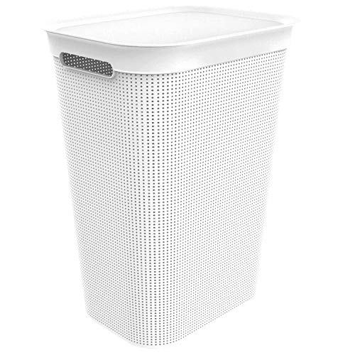 rotho. 1023501023 Collecteur de lavage 50l avec couvercle et 2 poignées, Plastique (PP) sans BPA, Gui Blanc, (43,1 x 34 x 52,9 cm)